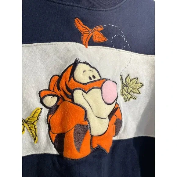 Vintage 90s Pooh 100 Acres Collection Tigger Striped Crewneck Sweatshirt - Picture 2 of 9